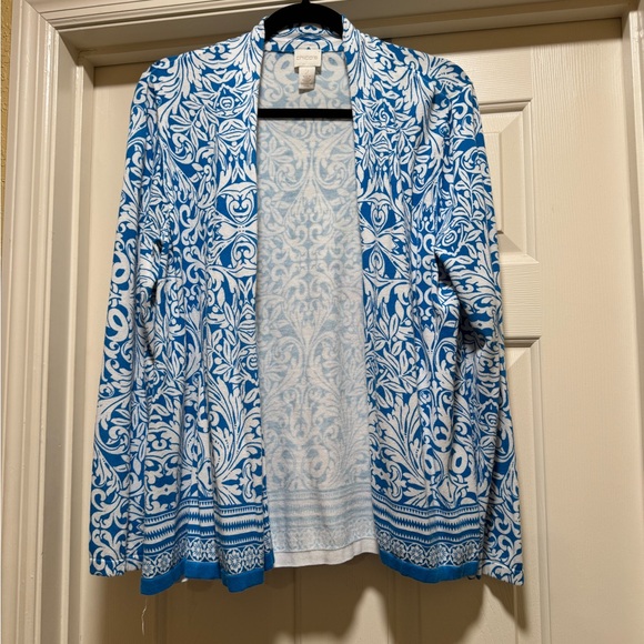 Chico's Sweaters - Blue and White Patterned Cardigan